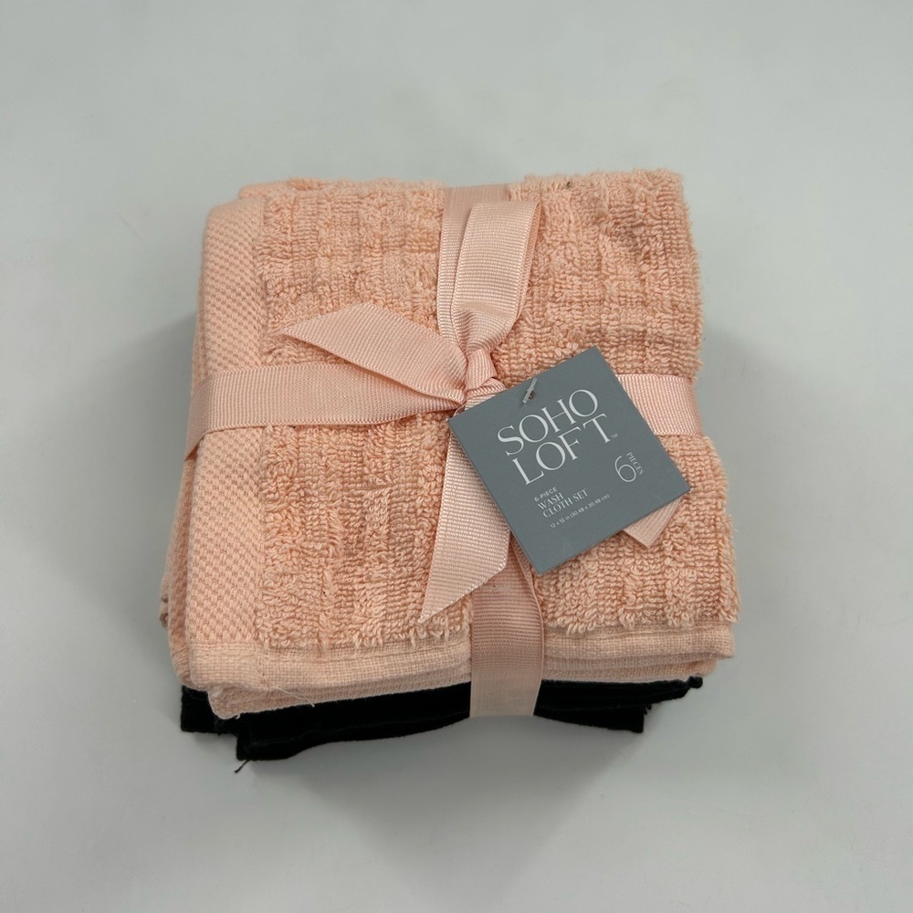 Soho Loft Pink and Black washcloth Set - Picture 1 of 4
